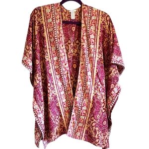 J. Jill Kimono Womens Multi-Color Paisley Gypsy Print S-L Oversized Cardigan